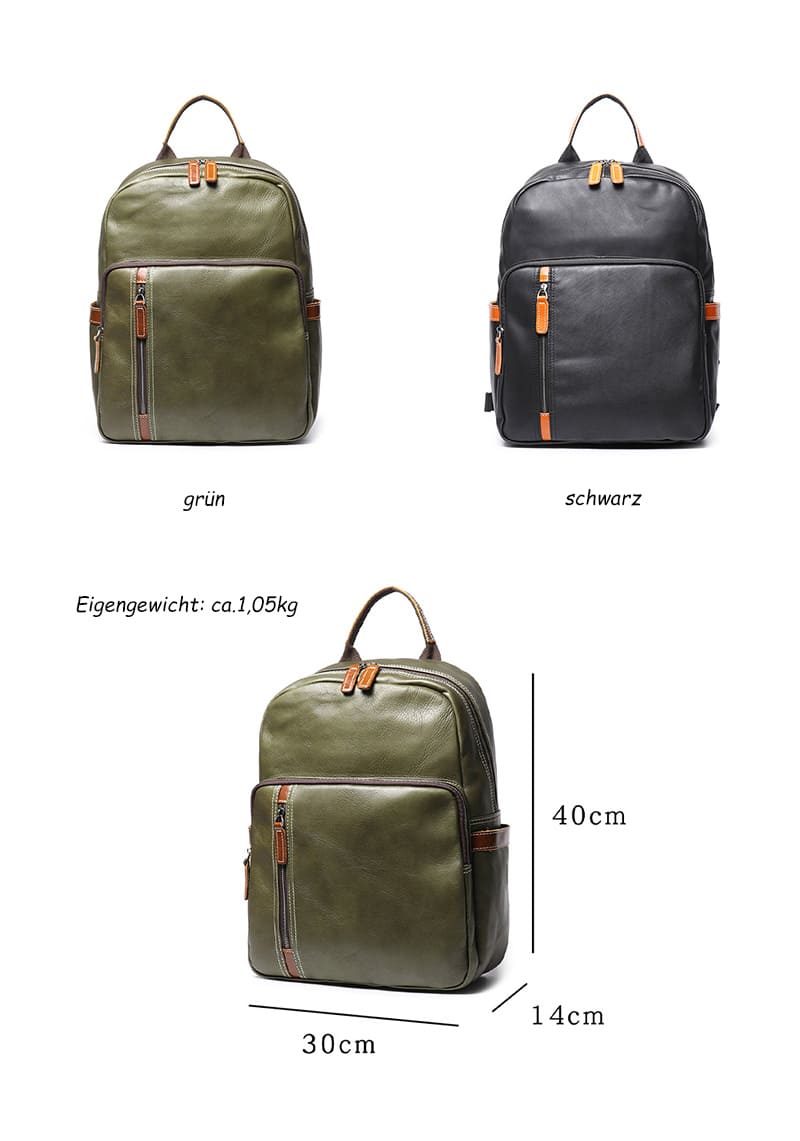 Vintage Herren Rucksack Leder mit Laptopfach für Uni und Reisen