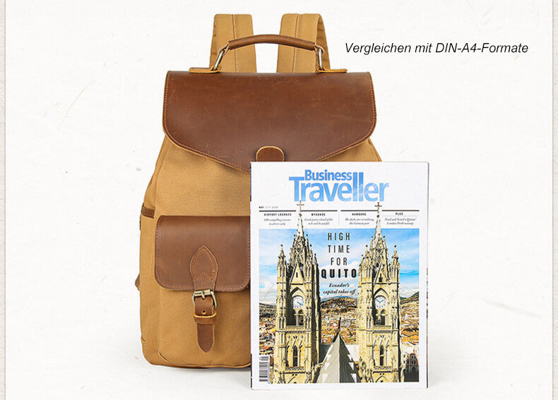 Vintage Herren Rucksack aus Canvas für Reisen und Uni