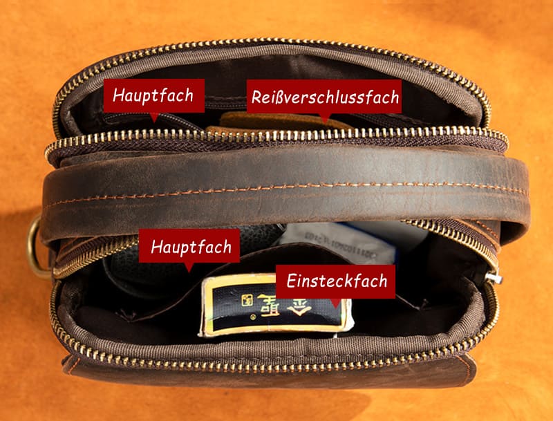 Vintage Herren Umhängetasche Leder klein mit Griff für Alltag