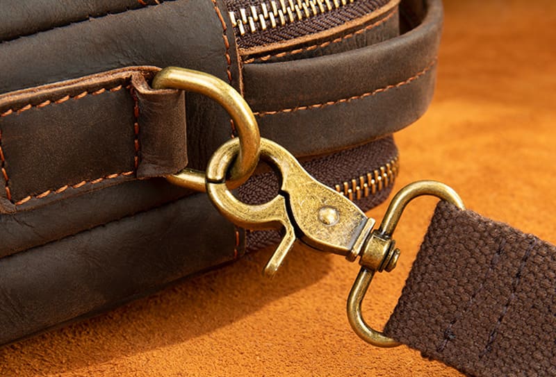 Vintage Herren Umhängetasche Leder klein mit Griff für Alltag