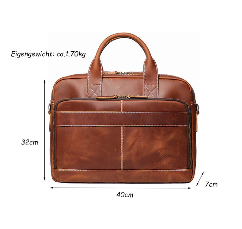 Vintage Leder Umhängetasche Herren Businesstasche mit Laptopfach Aktentasche