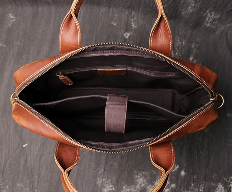 Vintage Leder Umhängetasche Herren Businesstasche mit Laptopfach Aktentasche