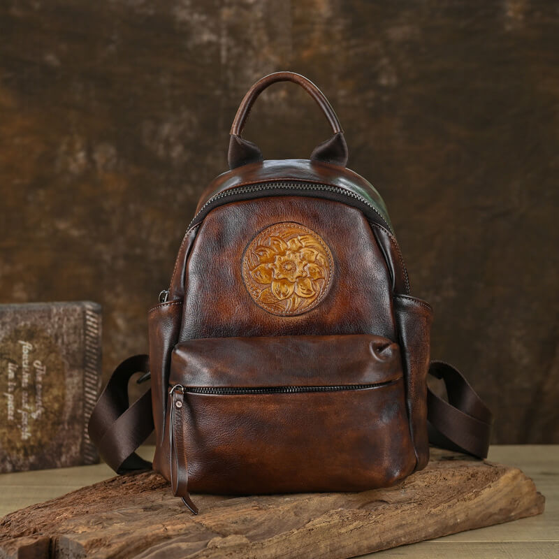 rucksack damen braun leder