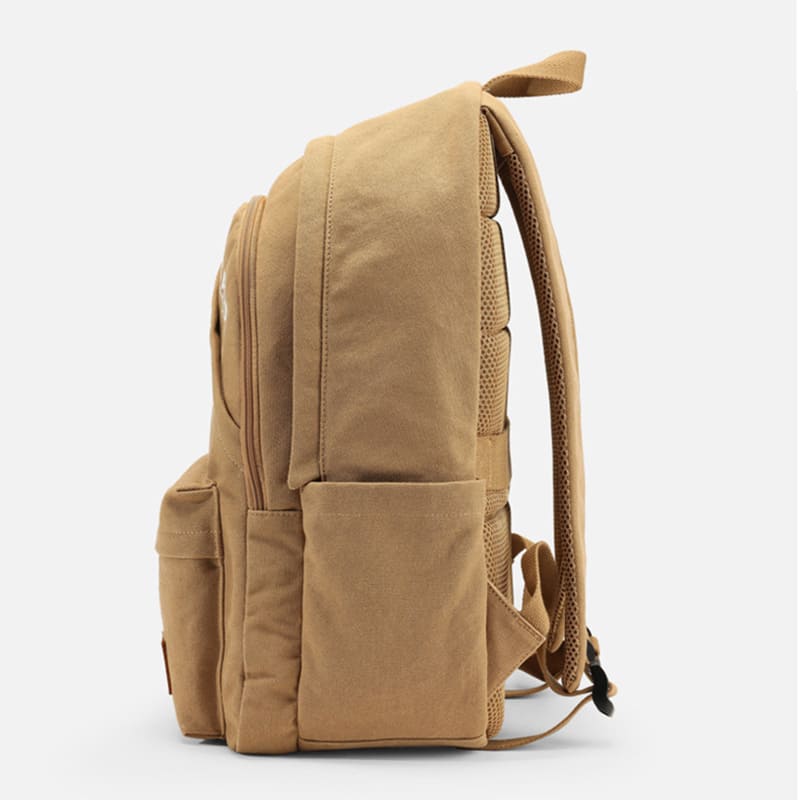 Vintage Rucksack Canvas Herren Laptoptasche für Schule und Uni schwarz und braun