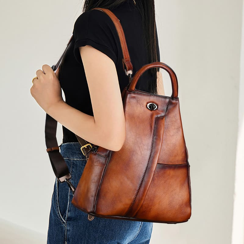 vintage rucksack damen leder