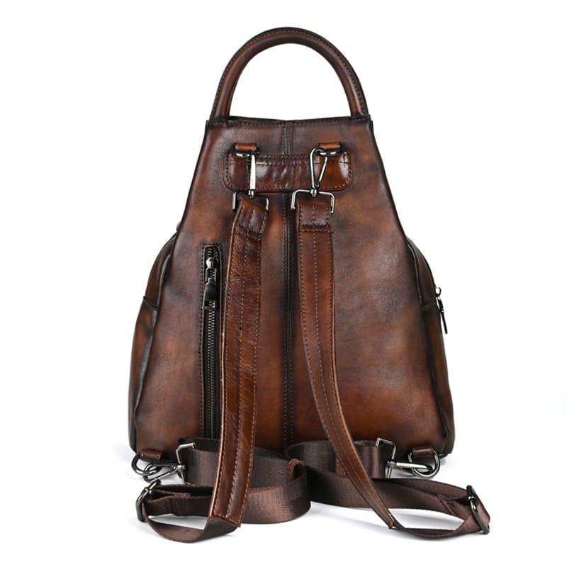 Vintage Rucksack Damen Leder schlicht für Alltag