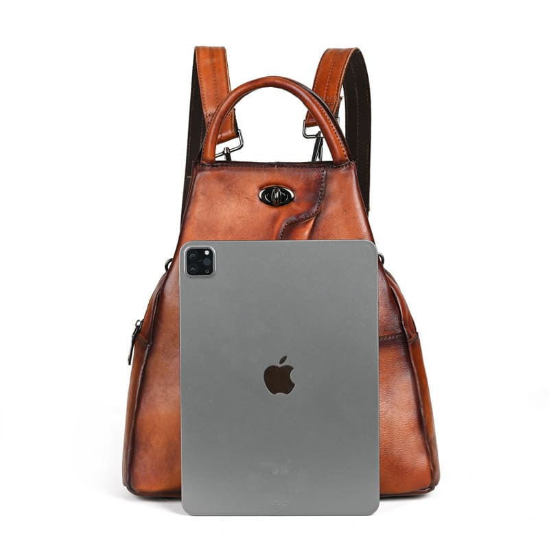 Vintage Rucksack Damen Leder schlicht für Alltag