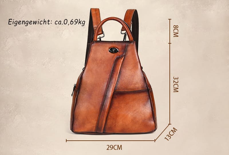 Vintage Rucksack Damen Leder schlicht für Alltag