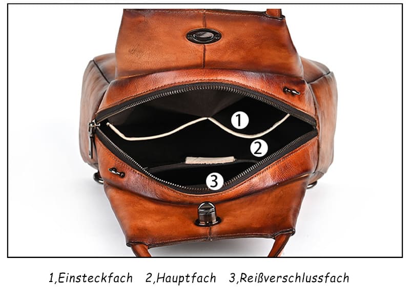 Vintage Rucksack Damen Leder schlicht für Alltag