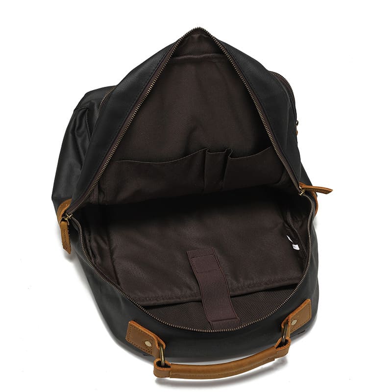 Vintage Rucksack gewachstes Canvas und Leder Herren mit Laptopfach für Reisen und Uni