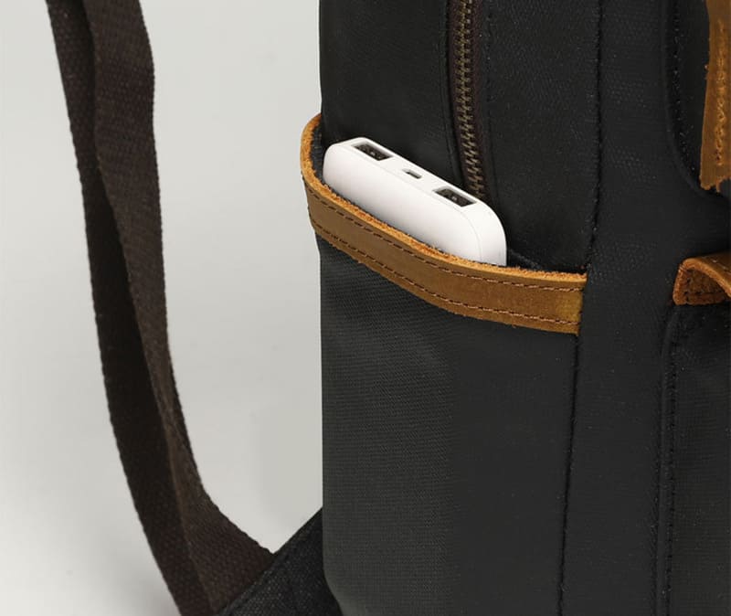 Vintage Rucksack gewachstes Canvas und Leder Herren mit Laptopfach für Reisen und Uni