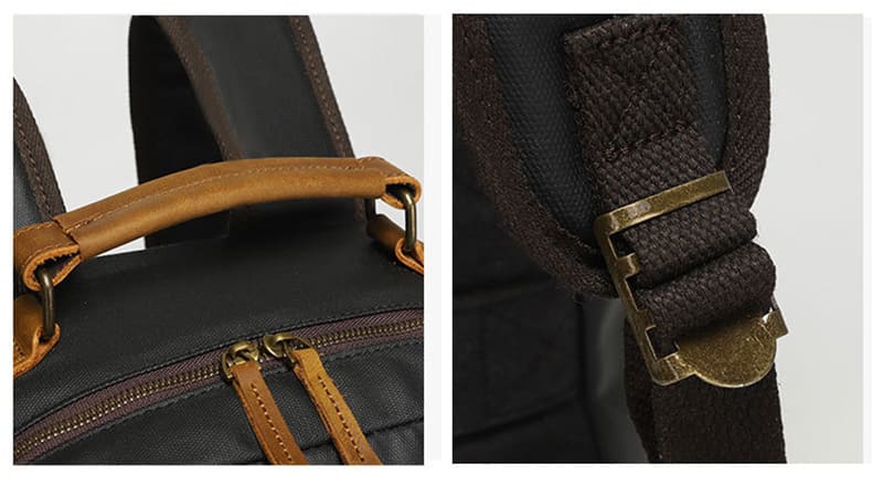 Vintage Rucksack gewachstes Canvas und Leder Herren mit Laptopfach für Reisen und Uni