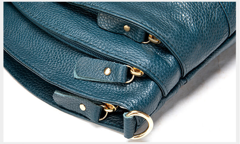 Vintage Umhängetasche Damen Leder mit viele Reißverschlussfächer Bucket Bag