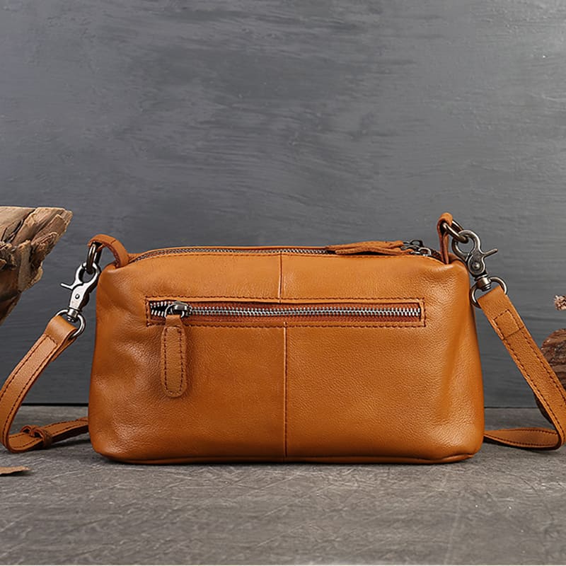 Vintage Umhängetasche Damen aus Leder mit Stickerei Schultertasche