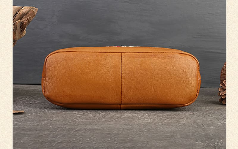 Vintage Umhängetasche Damen aus Leder mit Stickerei Schultertasche