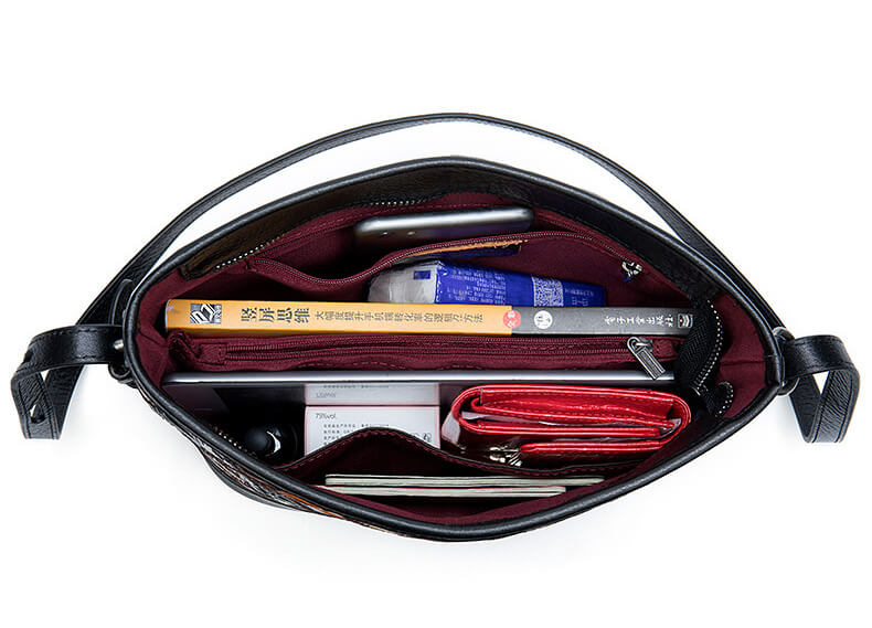 Vintage bunte Umhängetasche Damen Patchwork Leder mit Reißverschluss