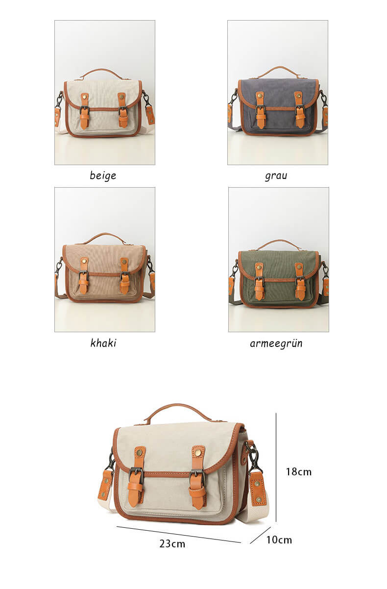 Vintage kleine Damen Umhängetasche Canvas mit Griff