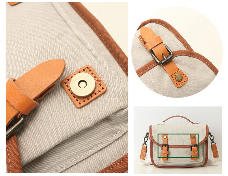 Vintage kleine Damen Umhängetasche Canvas mit Griff