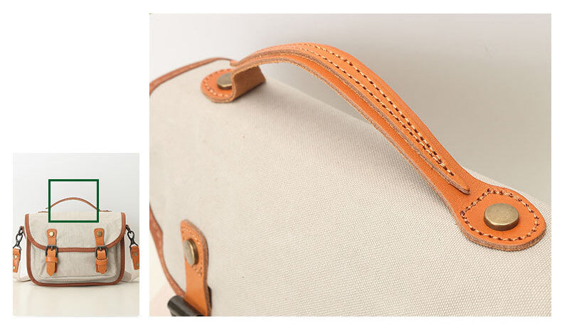 Vintage kleine Damen Umhängetasche Canvas mit Griff