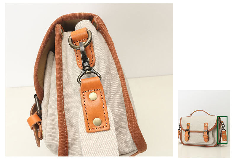 Vintage kleine Damen Umhängetasche Canvas mit Griff