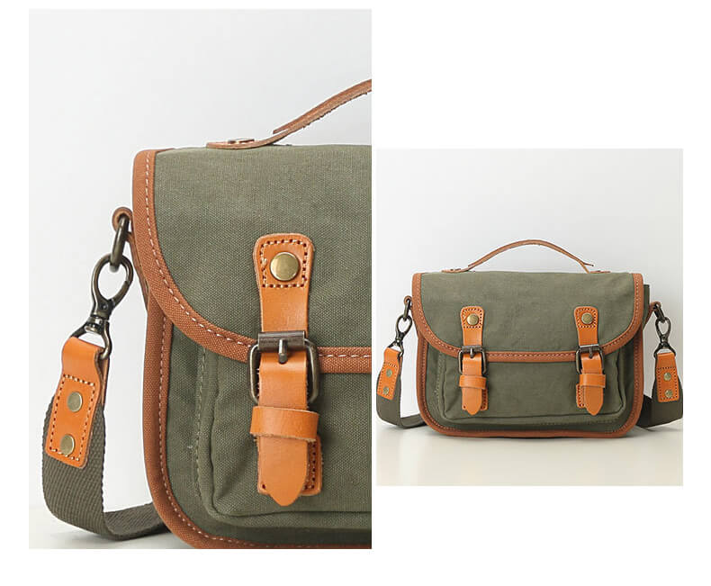 Vintage kleine Damen Umhängetasche Canvas mit Griff