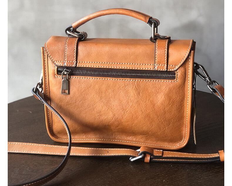 Vintage kleine Ledertasche Damen Umhängetasche mit Griff Handtasche