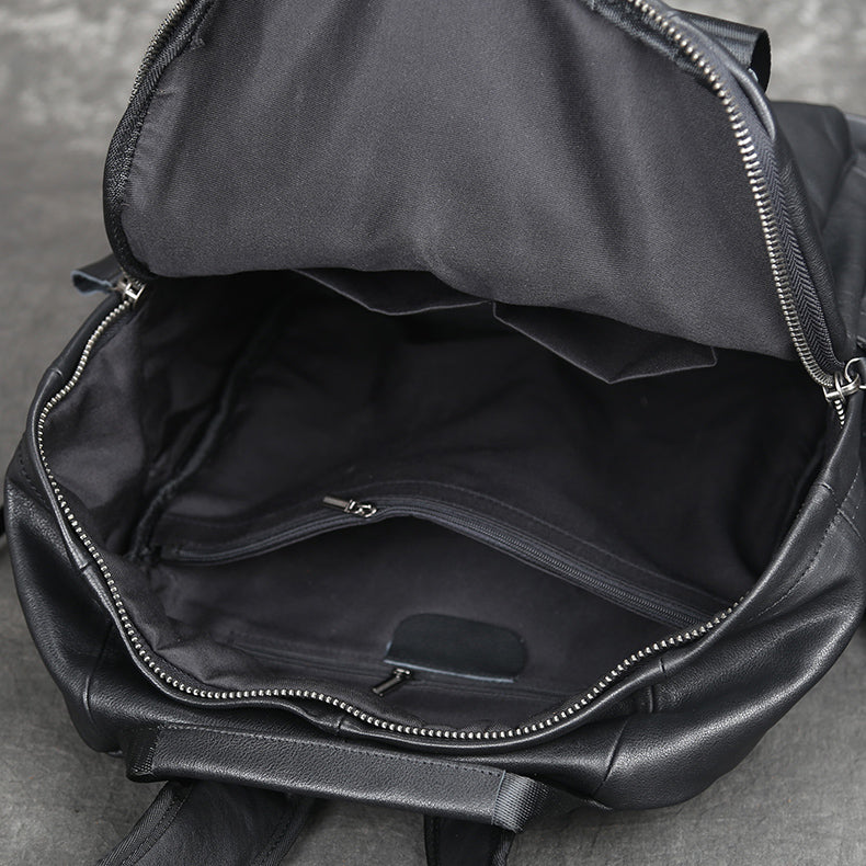 Vintage schwarzer Rucksack weiches Leder Herren für Laptop mit 2 Griffen