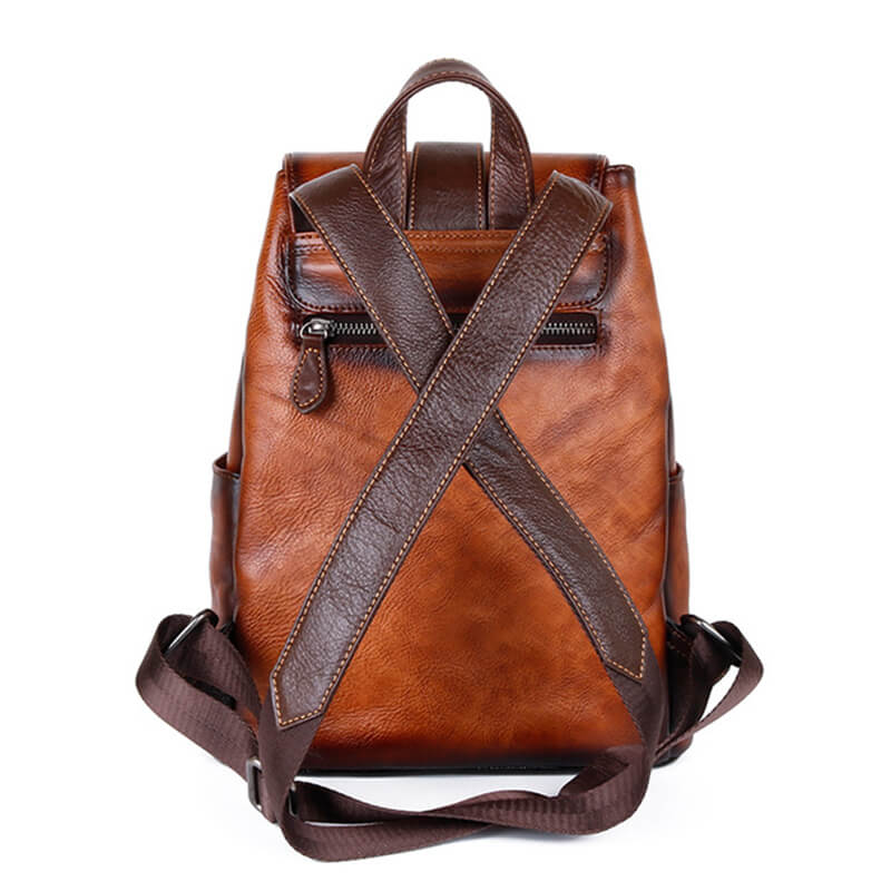 Damen Tasche Rucksack Leder Vintage Lederrucksack retro