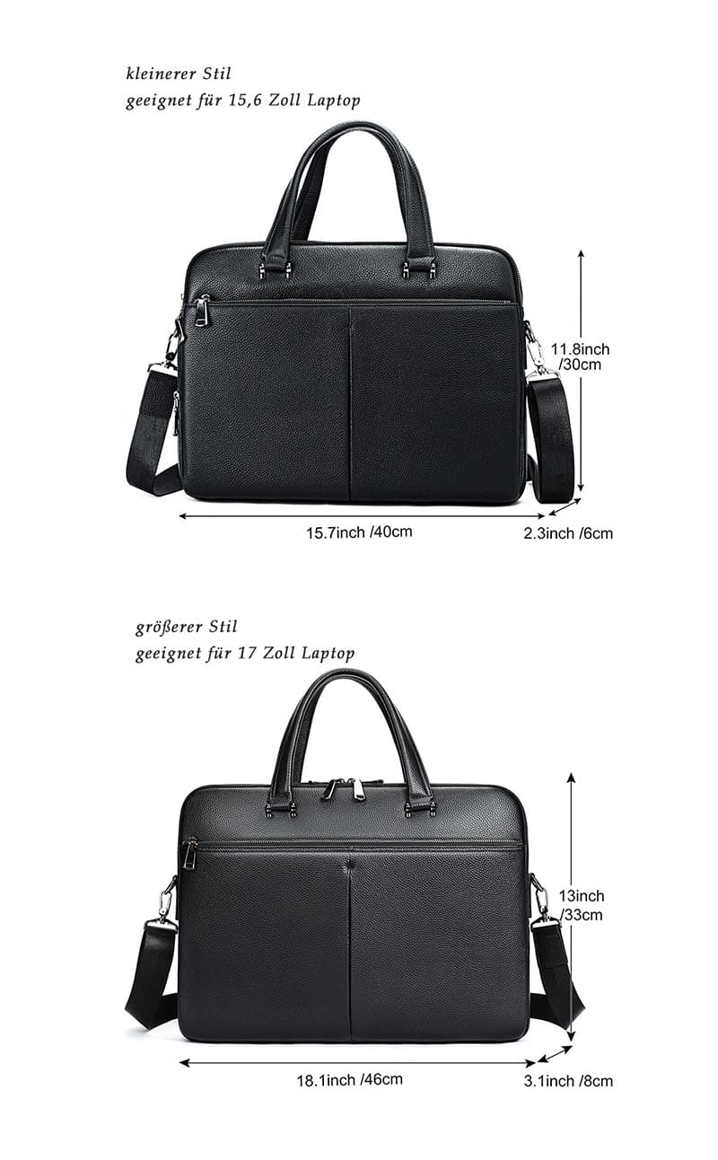 Businesstasche Herren Leder schwarz Handtasche Arbeit Laptop