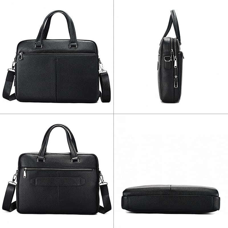 Businesstasche Herren Leder schwarz Handtasche Arbeit Laptop