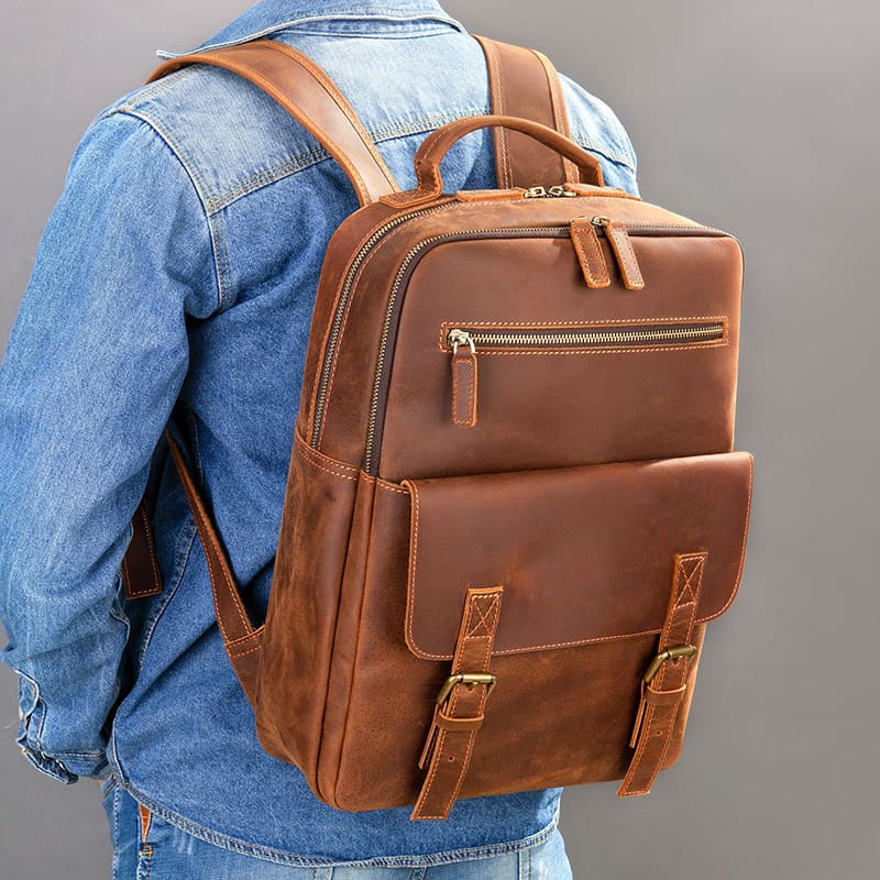 rucksack bussiness leder