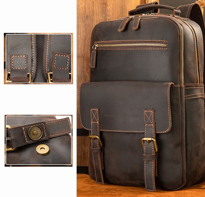 Vintage Rucksack Bussiness Leder braun Herren Laptoprucksack für Arbeit