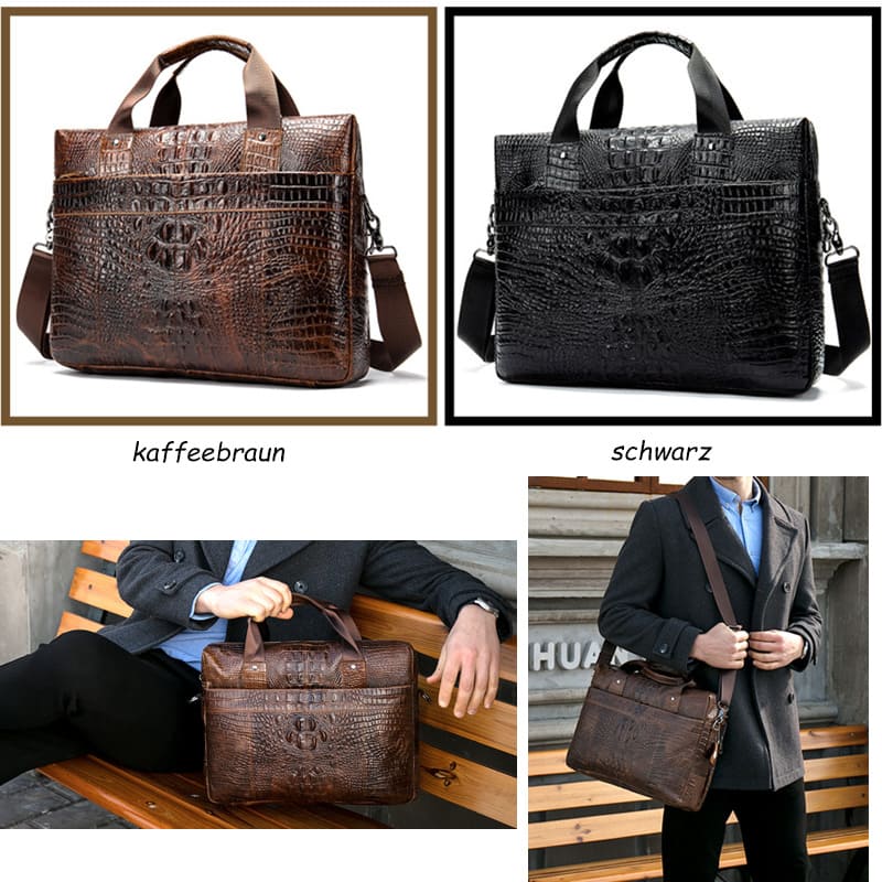 Moderne Businesstasche Leder aktentasche laptoptasche Herren Kroko Optik für Arbeit