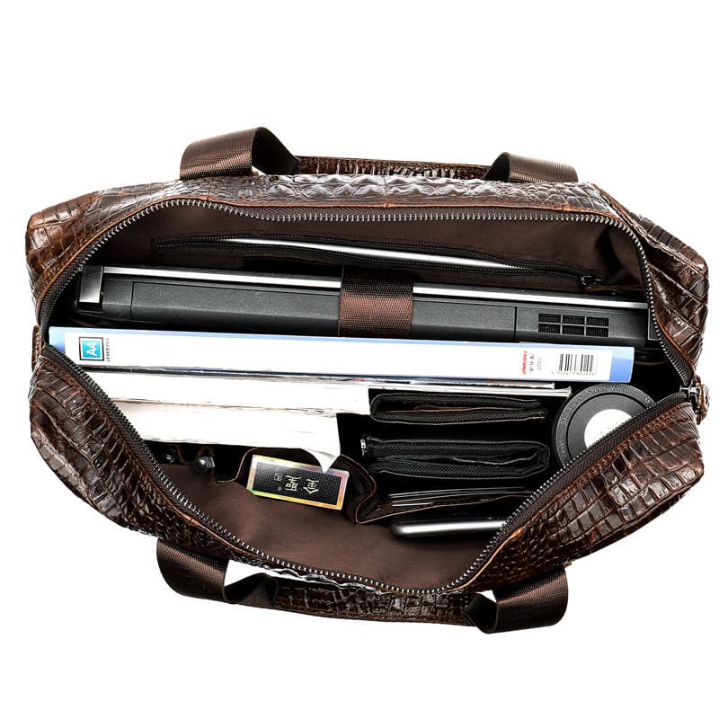 Moderne Businesstasche Leder aktentasche laptoptasche Herren Kroko Optik für Arbeit