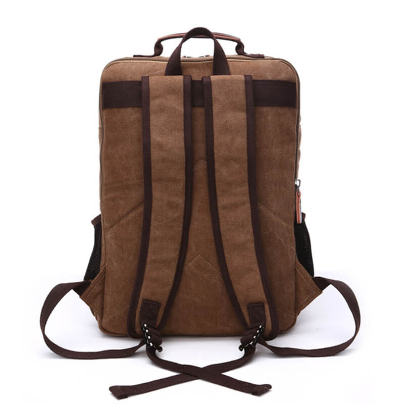 Vintage Rucksack Herren Teenager aus Canvas für Uni und Reisen mit Reißverschluss