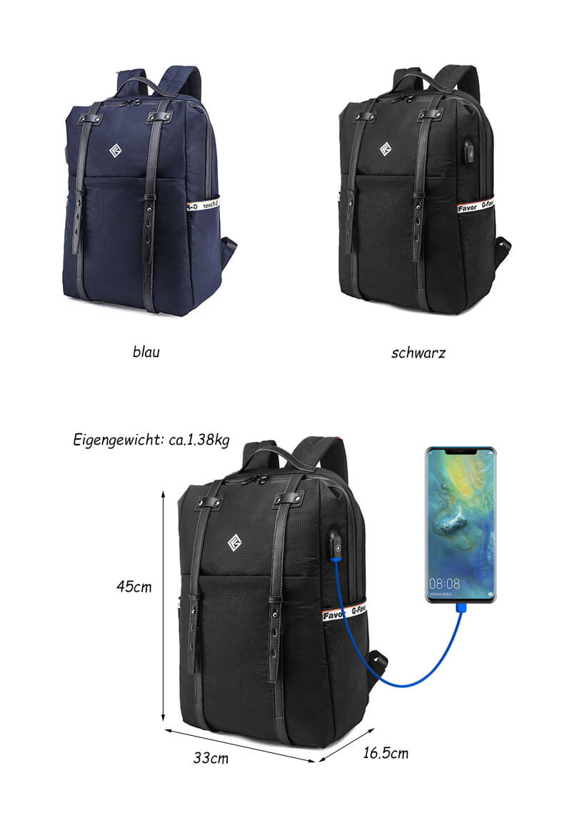 wasserdichter Herren Rucksack aus Oxford mit Laptopfach Reiserucksack Wanderrucksack  für Uni und Reise