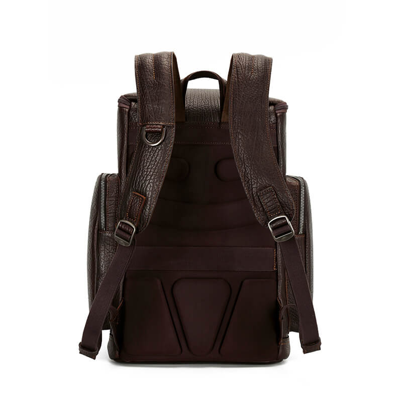 Vintage Rucksack Herren Leder mit Laptopfach Business in Schwarz und Kaffeebraun