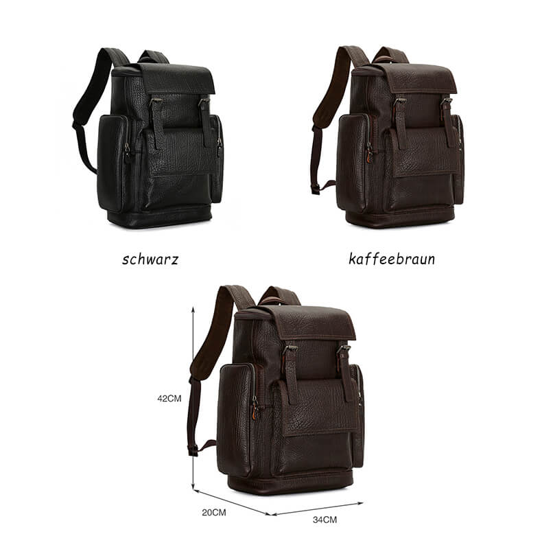 Vintage Rucksack Herren Leder mit Laptopfach Business in Schwarz und Kaffeebraun