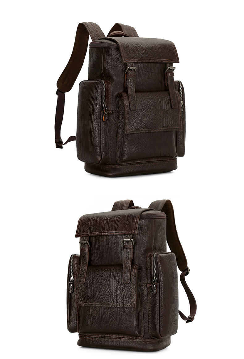 Vintage Rucksack Herren Leder mit Laptopfach Business in Schwarz und Kaffeebraun