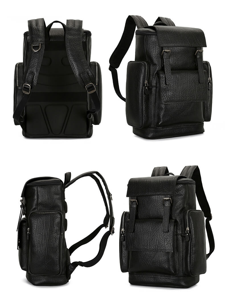 Vintage Rucksack Herren Leder mit Laptopfach Business in Schwarz und Kaffeebraun