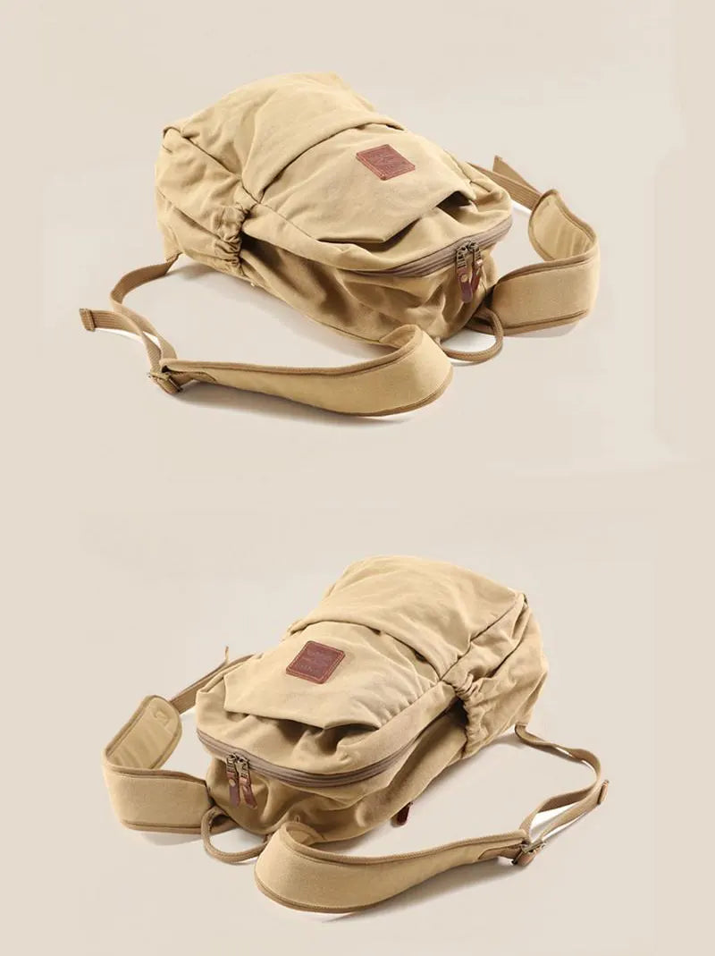 großer Rucksack Herren Canvas für Reisen mit vielen Reißverschlussfächern