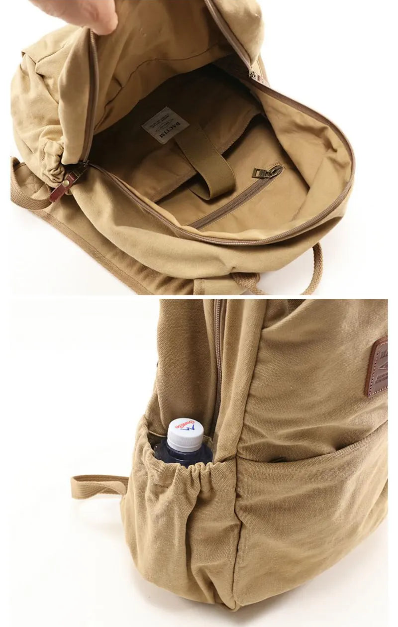 großer Rucksack Herren Canvas für Reisen mit vielen Reißverschlussfächern