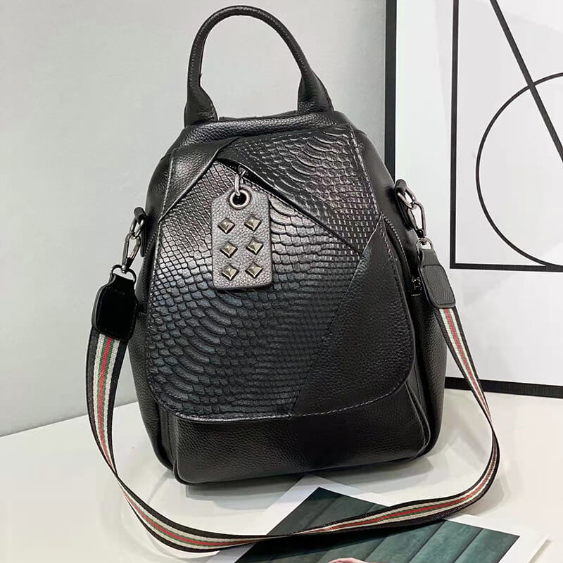 rucksack damen leder schwarz