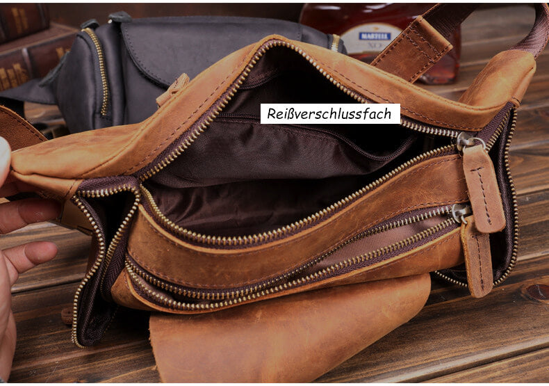 Bauchtasche Herren Leder Hüfttasche Männer Vintage Brusttasche