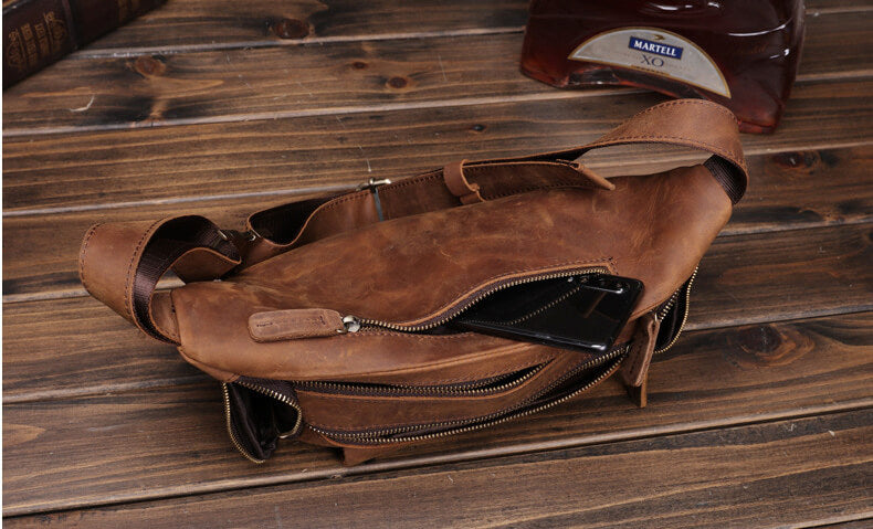 Bauchtasche Herren Leder Hüfttasche Männer Vintage Brusttasche