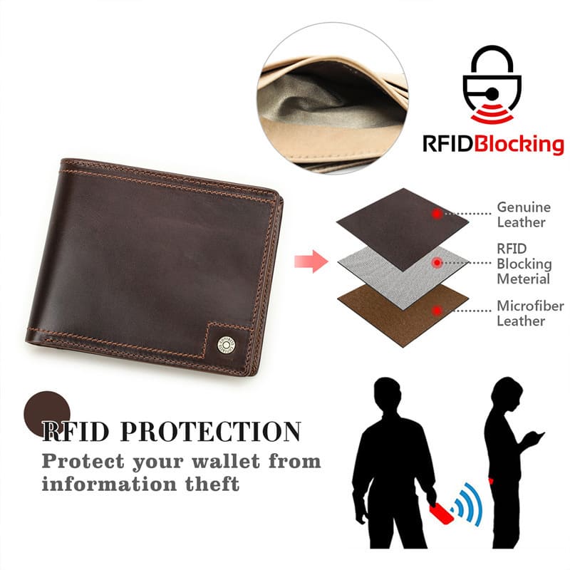 braune Geldbörse Herren Leder Portemonnaie Hosentasche RFID Schutz