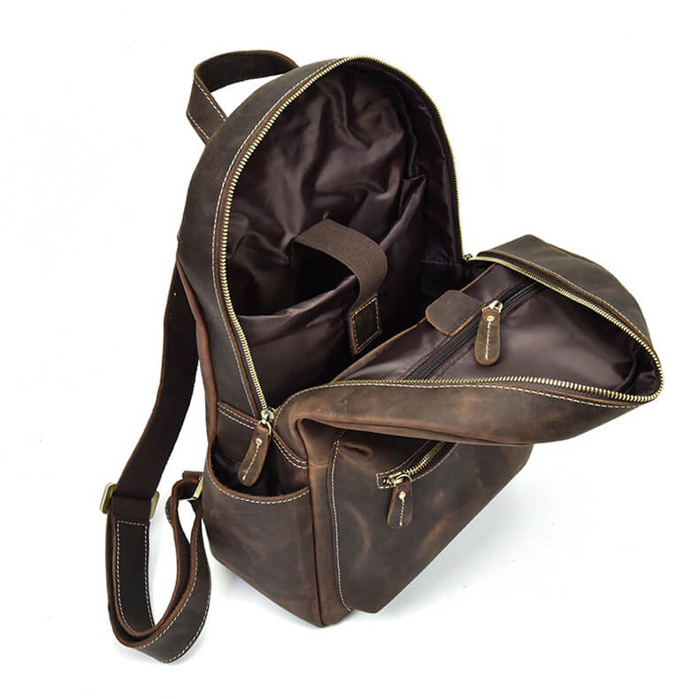 brauner Leder Rucksack Herren Vintage Lederrucksack mit Laptopfach
