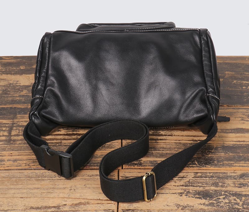 schwarz Brusttasche Herren Leder Umhängetasche mit vielen Fächern