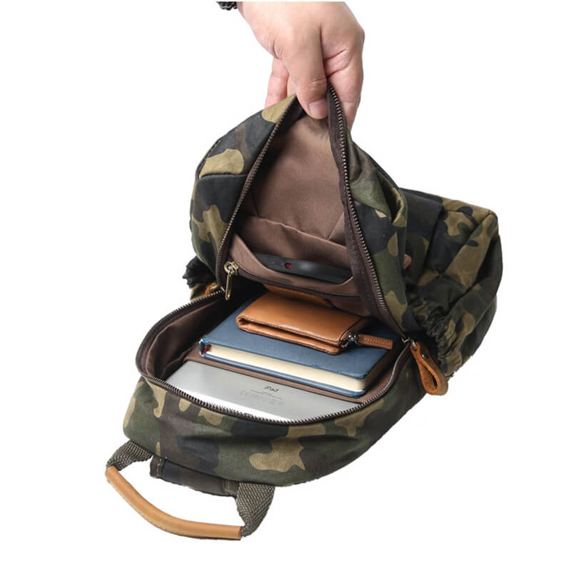 Camouflage Brustbeutel für Herren gewachstes Canvas Brusttasche Rucksack mit 1 Gurt