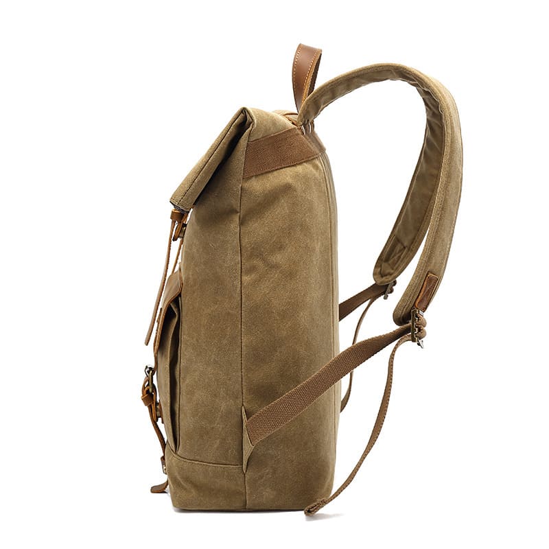 Canvas Rucksack Herren Reiserucksack Rolltop Backpack mit Laptopfach